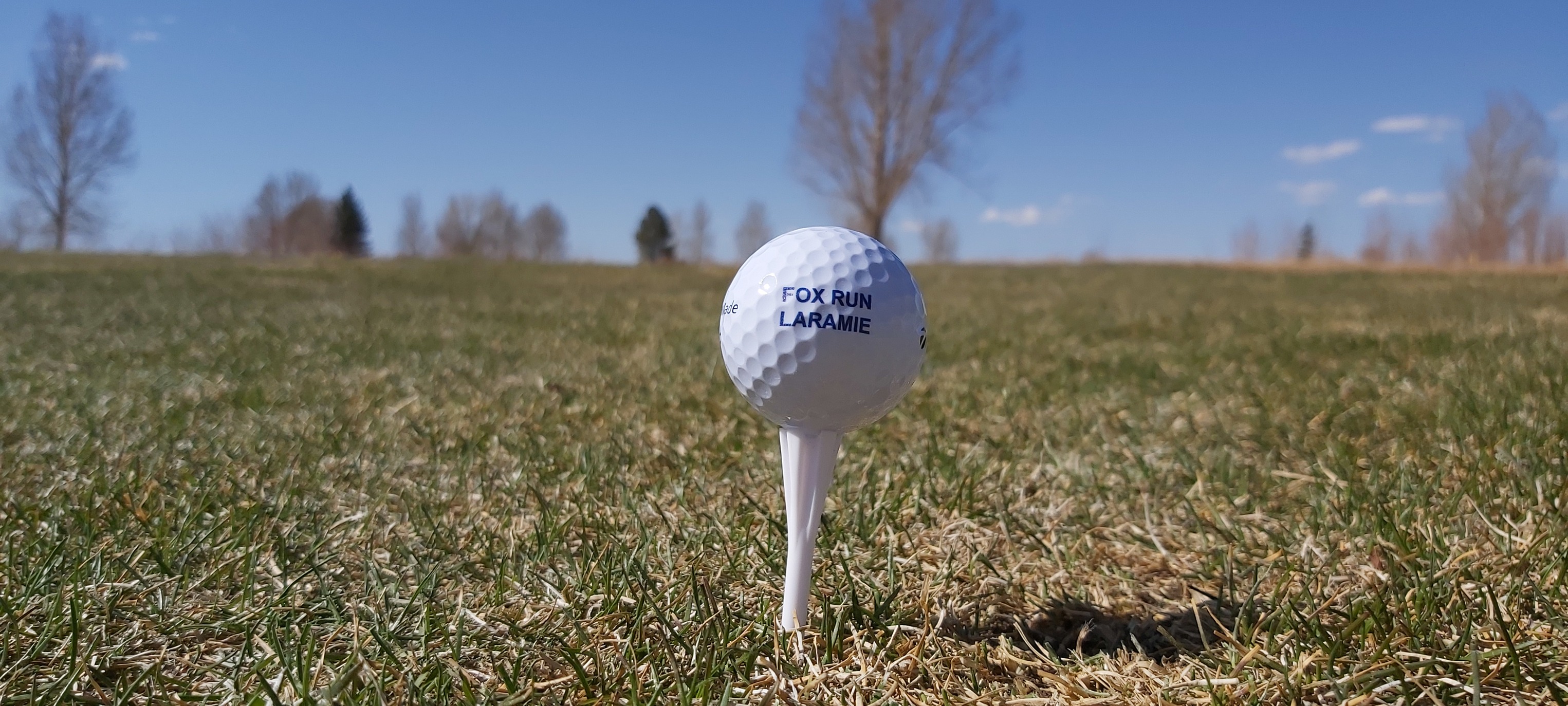 Logo of golf course on golf ball